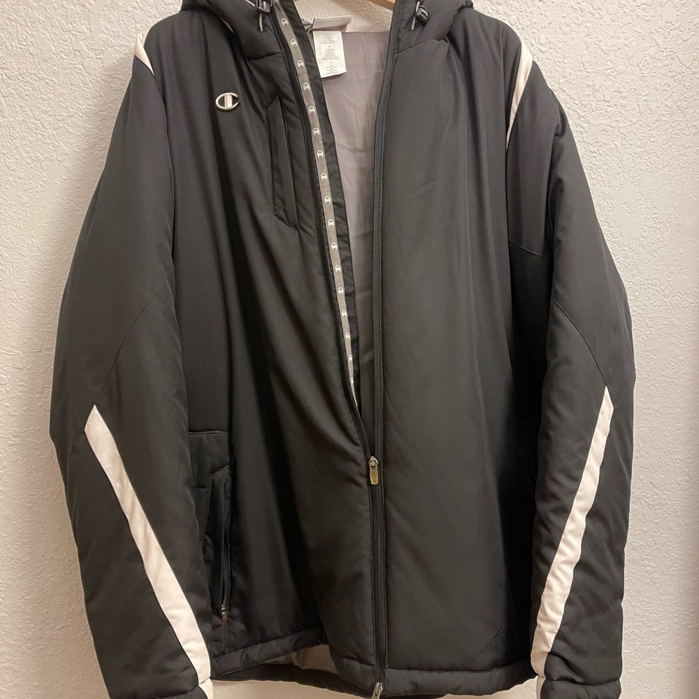 Champion men’s stadium, puff coat/jacket double zipper and hood